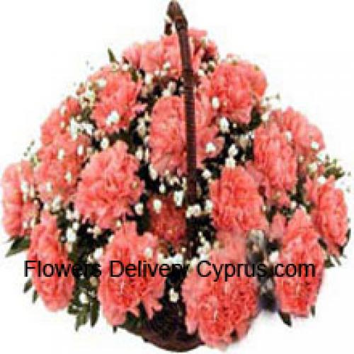 24 Pink Carnation Basket