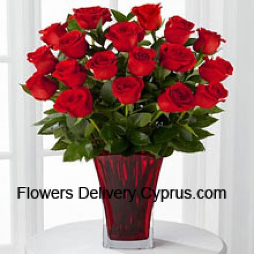 18 Red Roses with Pink Bow