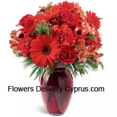 Lovely Red Carnations and Gerberas